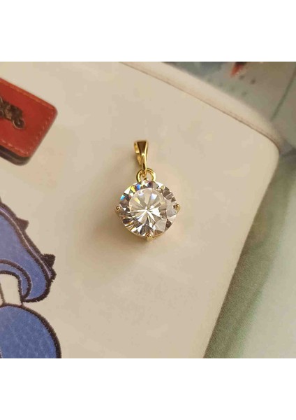 Xuping Zirkon Taşlı Büyük Boy Tektaş Kolye Ucu Gold