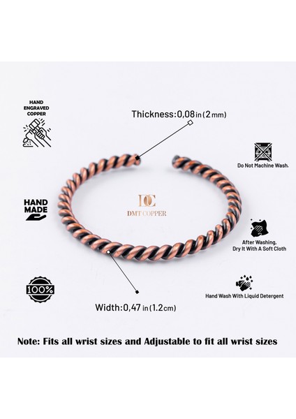Dmt Copper Home El Yapımı Şık Tasarım Kalın Dövülmüş Saf Bakır Bilezik Bakır Takı Bilekliği Işıklı Kutulu 4 Lü Set indirimleri