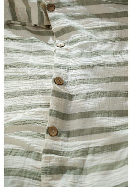 Müslin %100 Pamuklu Çift Kişilik Yıkamalı Nevresim Takımı Ütü Istemeyen Yeşil Çizgili fiyatları