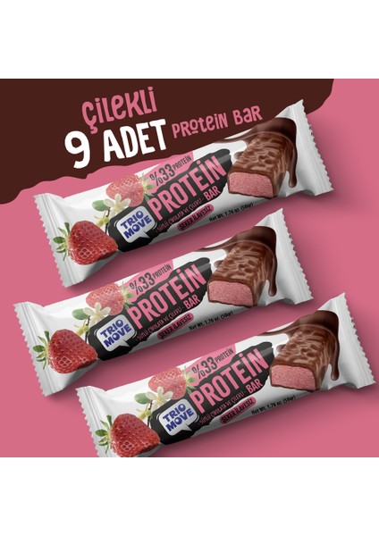 Çikolata Kaplamalı Protein Bar - Çilekli ve Sütlü Çikolatalı, %33 Protein, 50 G x 9 Adet fırsatları
