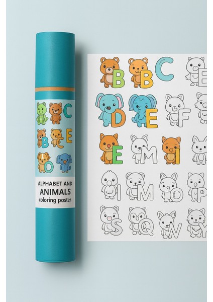 Şirin Hayvan ve Alfabe Temalı Dev Boyama 200 cm modelleri