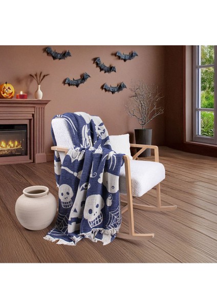 4 Kat Müslin Pike Tek Kişilik %100 Pamuklu Jakarlı Yatak Örtüsü Tv Battaniyesi 140X200 Halloween fiyatları