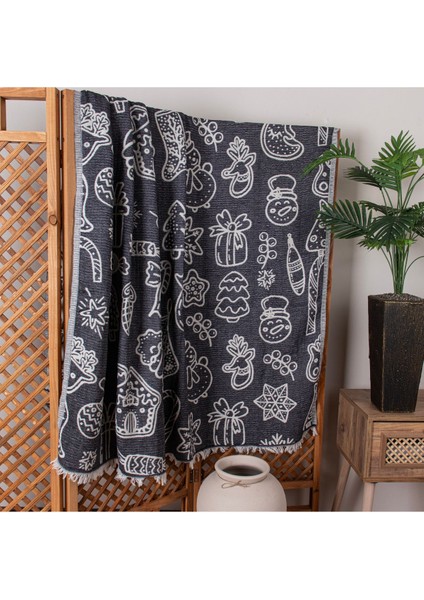 4 Kat Müslin Pike Tek Kişilik %100 Pamuklu Jakarlı Yatak Örtüsü Tv Battaniyesi 140X200 Yılbaşı