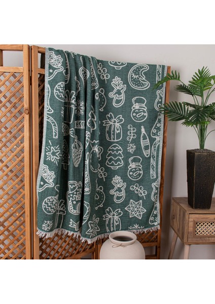 4 Kat Müslin Pike Tek Kişilik %100 Pamuklu Jakarlı Yatak Örtüsü Tv Battaniyesi 140X200 Yılbaşı