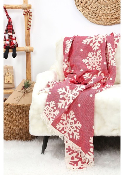 4 Kat Müslin Pike Tek Kişilik %100 Pamuklu Jakarlı Yatak Örtüsü Tv Battaniyesi 140X200 Kar Tanesi