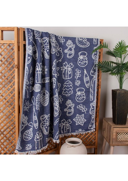 4 Kat Müslin Pike Tek Kişilik %100 Pamuklu Jakarlı Yatak Örtüsü Tv Battaniyesi 140X200 Yılbaşı