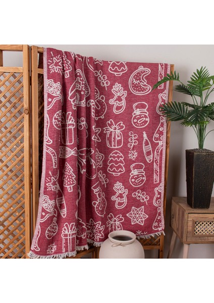 4 Kat Müslin Pike Tek Kişilik %100 Pamuklu Jakarlı Yatak Örtüsü Tv Battaniyesi 140X200 Yılbaşı