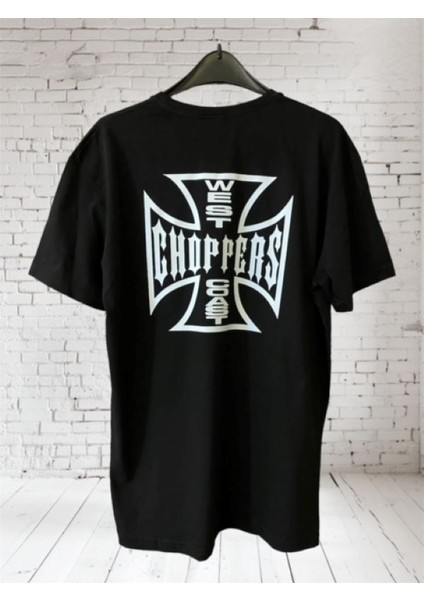 Oversize West Coast Choppers Baskılı %100 Pamuk T-Shirt