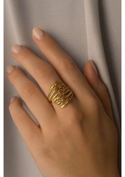 altın kaplama zarif desenli ayarlanabilir yüzük fiyatları