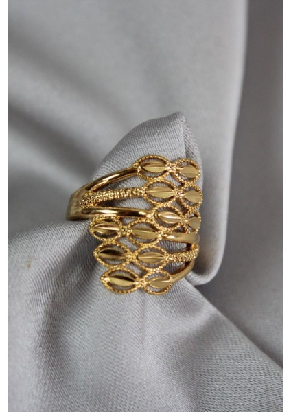 altın kaplama zarif desenli ayarlanabilir yüzük