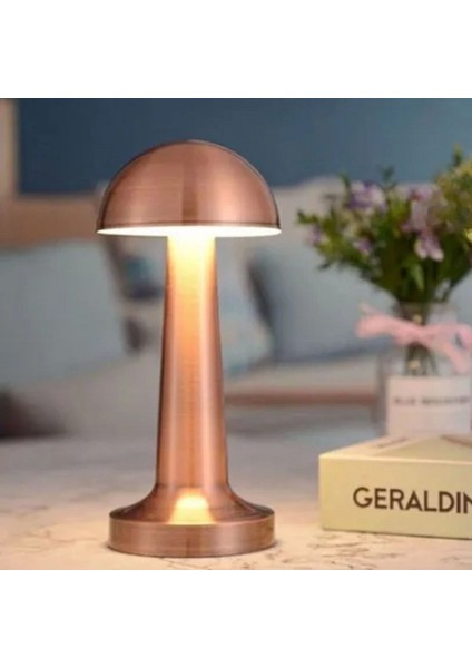 Buffer® Mantar Model Bronz Renk Şarjlı Dokunmatik 3 Renkli LED Masa Lambası fırsatları