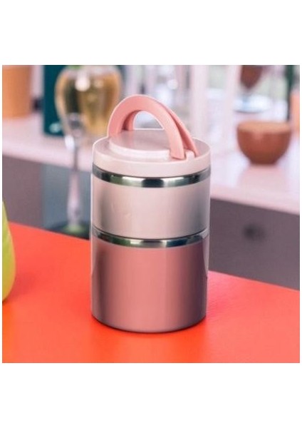 Kulplu Çelik Sefer Tası - Yemek Termosu Saklama Kabı 2 Katlı Pembe 930 Ml. fiyatları