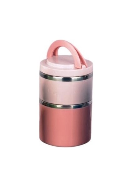 Kulplu Çelik Sefer Tası - Yemek Termosu Saklama Kabı 2 Katlı Pembe 930 Ml. modelleri