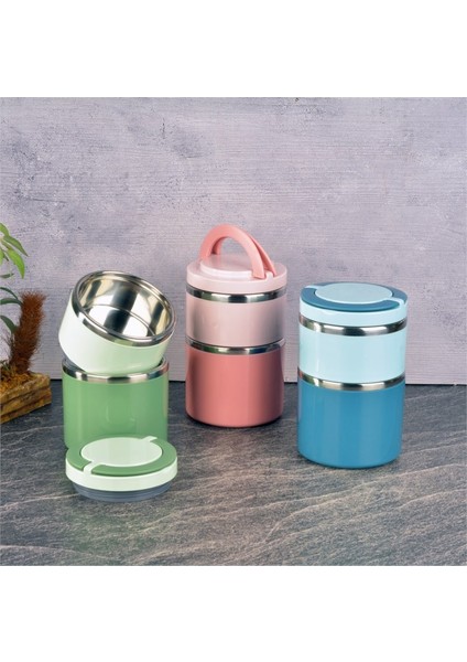 Kulplu Çelik Sefer Tası - Yemek Termosu Saklama Kabı 2 Katlı Pembe 930 Ml. fırsatları