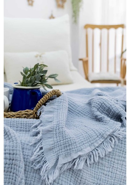 4 Kat Müslin %100 Pamuklu Çift Kişilik Pike Yatak Örtüsü 200X220 fiyatları