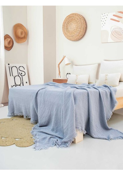 4 Kat Müslin %100 Pamuklu Çift Kişilik Pike Yatak Örtüsü 200X220 modelleri