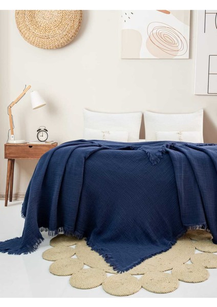 4 Kat Müslin %100 Pamuklu Çift Kişilik Pike Yatak Örtüsü 200X220