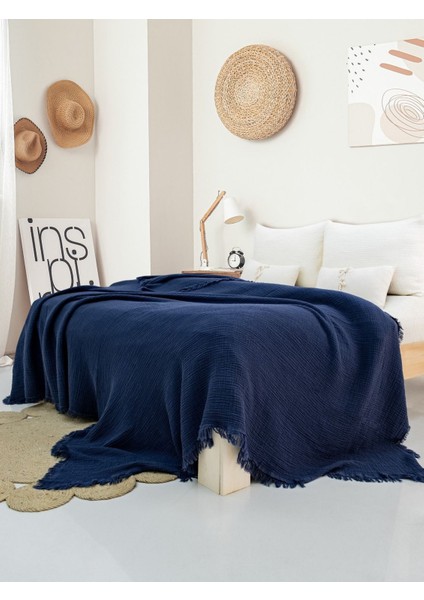 4 Kat Müslin %100 Pamuklu Çift Kişilik Pike Yatak Örtüsü 200X220 modelleri