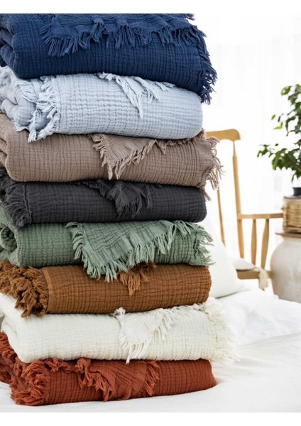 4 Kat Müslin %100 Pamuklu Çift Kişilik Pike Yatak Örtüsü 200X220 fırsatları