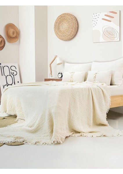 4 Kat Müslin %100 Pamuklu Çift Kişilik Pike Yatak Örtüsü 200X220 modelleri