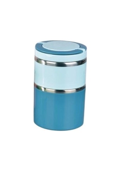 Kulplu Çelik Sefer Tası - Yemek Termosu Saklama Kabı 2 Katlı Mavi 930 Ml. modelleri