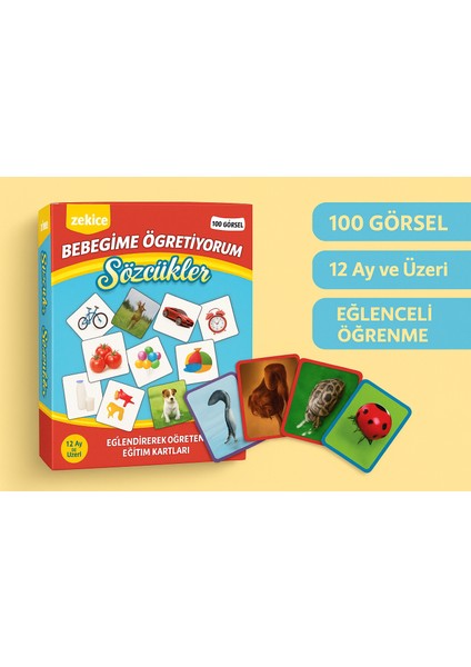 Bebeğime Öğretiyorum-Zeka Kartları 100 Görsel- 100 Sözcük