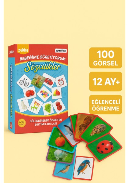 Bebeğime Öğretiyorum-Zeka Kartları 100 Görsel- 100 Sözcük