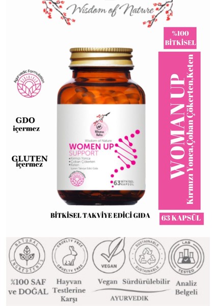 Woman Up ( Kırmızı Yonca, Çoban Çökerten, Keten ) Gıda Takviyesi Bitkisel Tablet