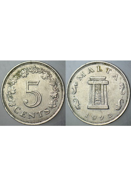 Malta 5 Cent 1972 Az Çıkar.