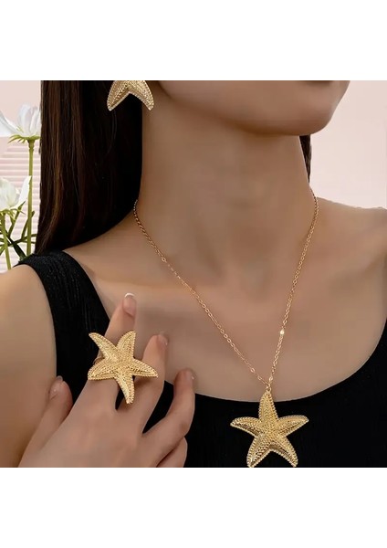 Deniz Yıldızı Niche Tasarim Kadın Takı Seti Altın Kaplama modelleri