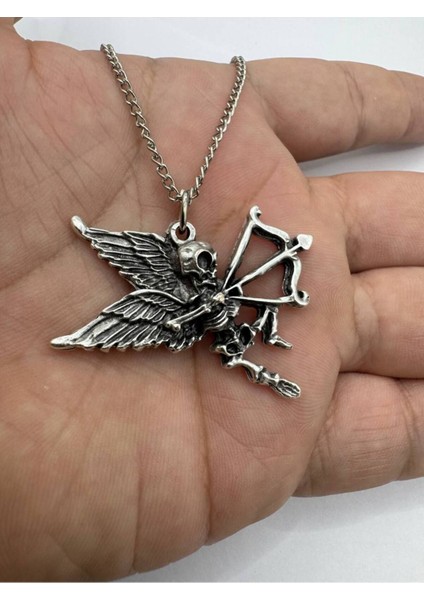 Iskelet Eros Desen Unisex Kolye – Gotik Aşk ve Karanlık Romantizm Temalı Aksesuar