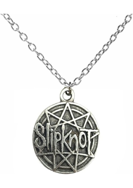 Slipknot Yuvarlak Metal Kolye – Metal Zincirli Rock & Metal Takı