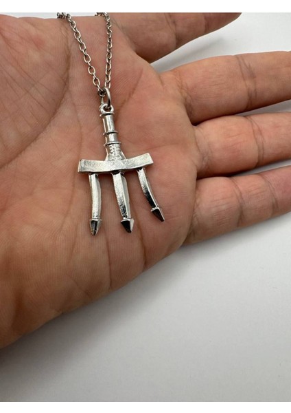 Percy Jackson Trident Desen Unisex Kolye – Metal Zincirli Mitolojik Takı