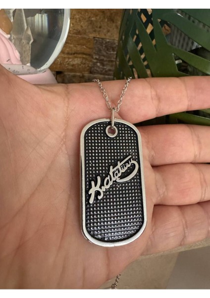 Kemal Atatürk Imzalı Erkek Künye Kolye – Gümüş Renk Unisex Metal Takı