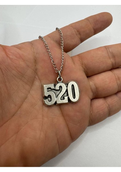 520 Numeroloji Bereket Unisex Kolye – Metal Zincirli, Anlamlı Tasarım