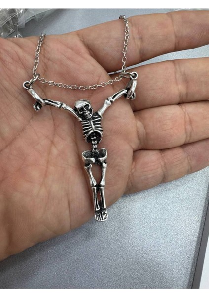 Chain Stretched Skeleton Zincirli Kolye Erkek Kadın Unisex Aksesuar