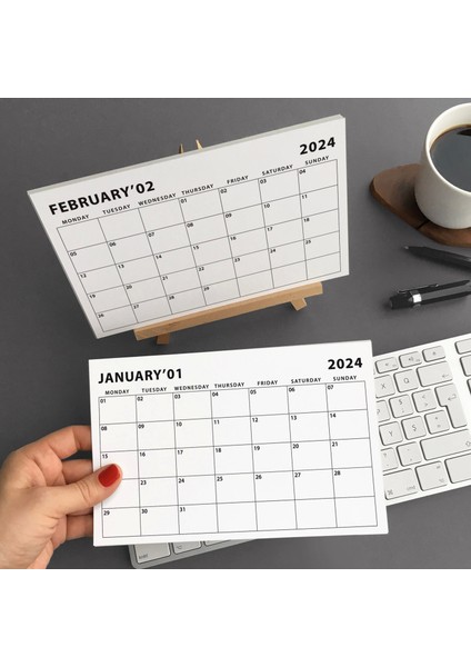 2025 Masa Takvimi, Ahşap Şövale Masa Takvimi, Aylık Planlamalı Takvim, 2025 Takvim, Yapılacaklar Listesi(Arka Sayfalar)