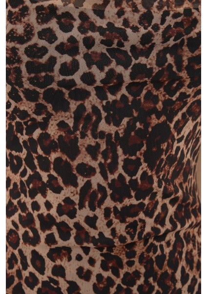 Kadın Desenli Askılı Bodycon Maxi Elbise Brown indirimleri