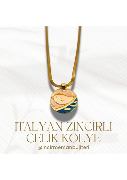 Italyan Zincirli Paslanmaz Kolye - Gold