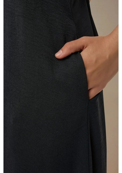 Kadın V -Yaka A-Form Maxi Elbise Black indirimleri