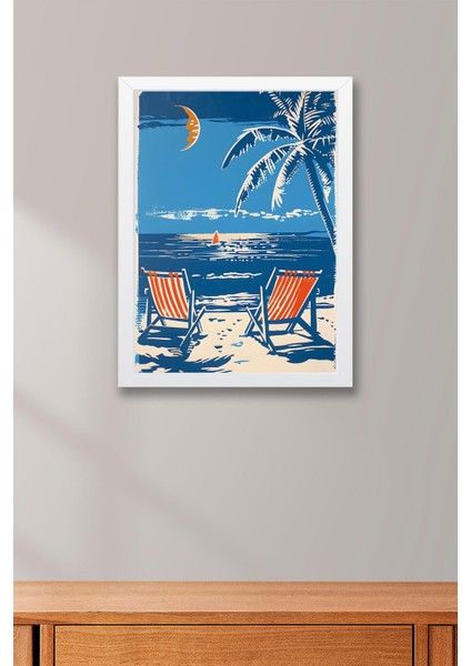 Tropikal Plaj Manzarası Çerçeveli Tablo - Pop Art Poster Tablo fiyatları