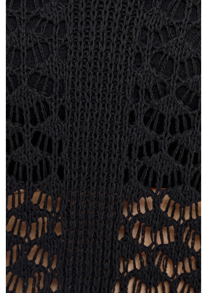 Kadın Kolsuz Örme Maxi Elbise, V-Yaka ve Püskül Paça Black indirimleri