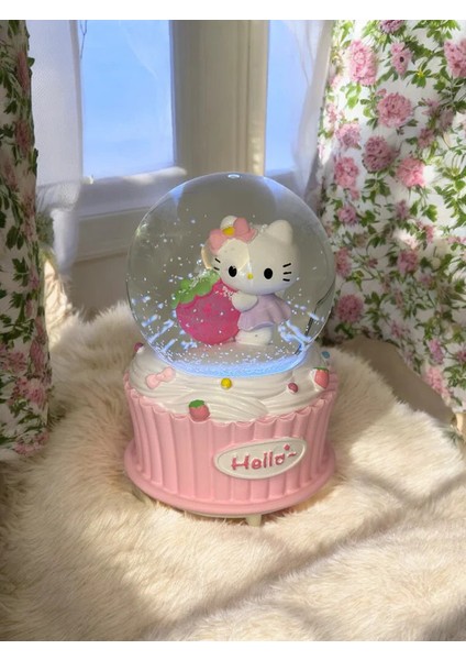 Hello Kitty Çilekli Işıklı Müzikli Orta Boy Kar Küresi modelleri