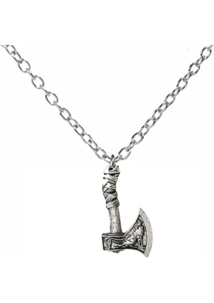 Iskandinav Viking Balta Desen Kolye – Metal Zincirli Unisex Gotik ve Mitolojik Aksesuar