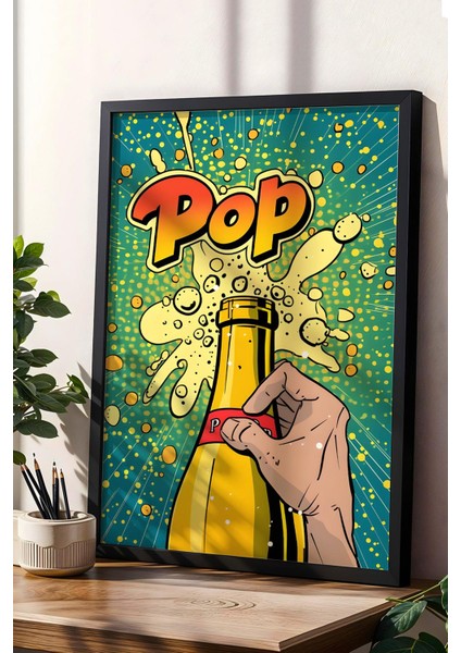 Şişe Açılışı Pop Art Çerçeveli Tablo - Pop Art Poster Tablo