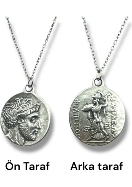Büyük Iskender ve Athena Desen Roma Para Kolye – Çift Taraflı – 1 Adet – Metal Metal Kolye