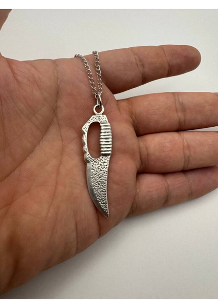 Bıçak Desen Metal Kolye – Metal Zincirli Zamak Kaplama Unisex Aksesuar