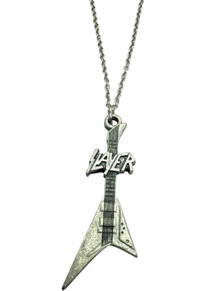 Slayer Thrash Metal Grubu Logolu Zincir Kolye – Unisex Aksesuar Metal