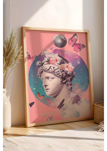 Sürreal Büst Uzayın Kanatlarında Çerçeveli Tablo - Pop Art Poster Tablo