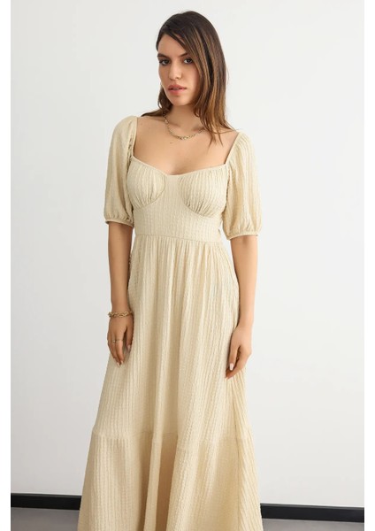 Kadın Muslin Bağcıklı Maxi Elbise Natural fiyatları